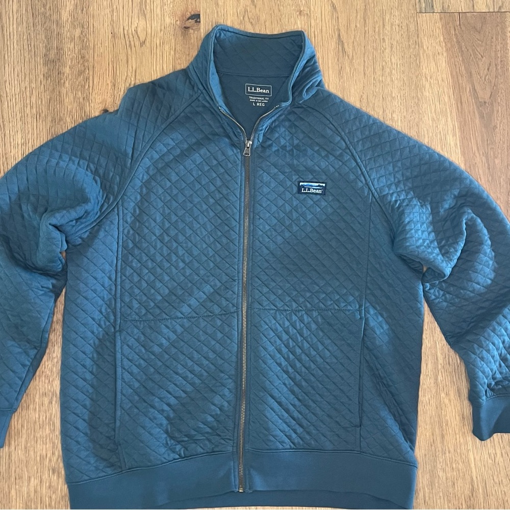 Men's L.L.Bean Quilted Sweatshirt, Full-Zip Deep Teal Blue - L
